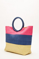 Striped Basket Weave Tote Bag Striped Basket Weave Tote Bag